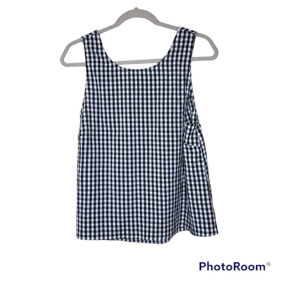 Adore Me Women's Sleeveless Blouse Size Large Black and White Checked Spring Top